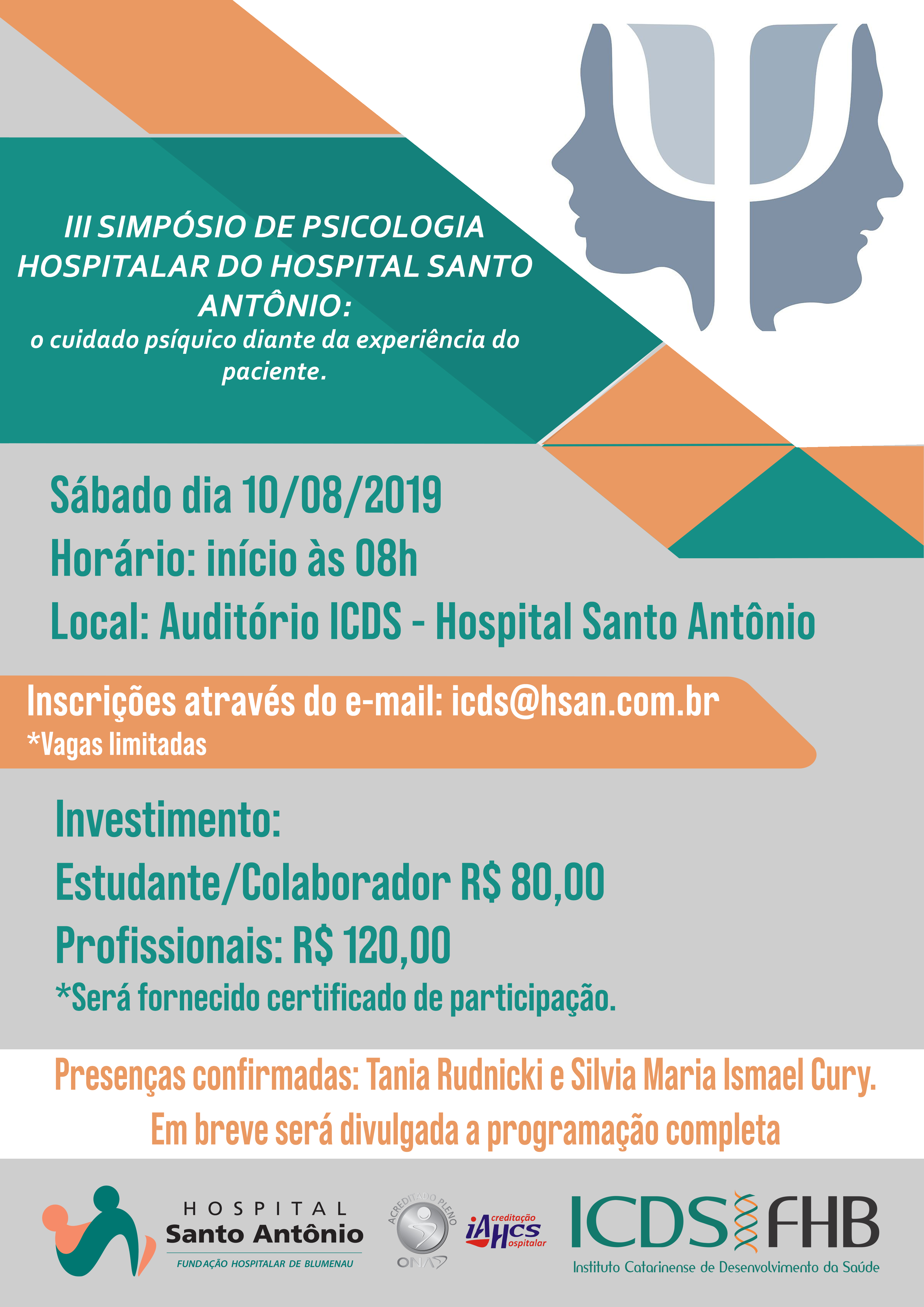 III Simpósio de Psicologia Hospitalar do Hospital Santo Antônio - Blumenau