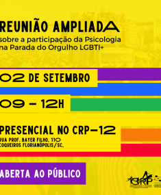 CRP-12 convida para Reunião Ampliada sobre a Parada do Orgulho Lgbti+