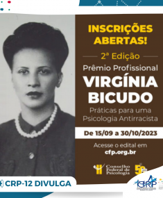 Inscrições abertas para o Prêmio Virgínia Bicudo “Práticas para uma Psicologia Antirracista”